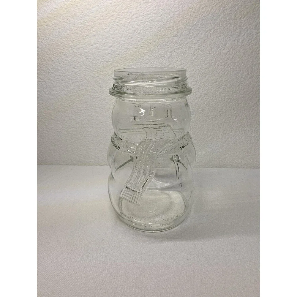 Vintage Snowman Glass Jar – Christmas Candy Container, Retro Holiday Kitchen